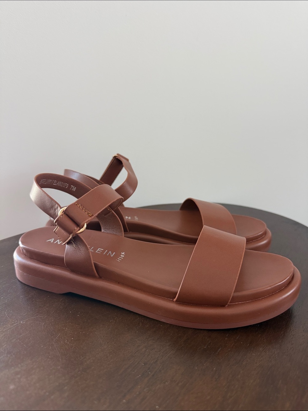 Anne Klein Cognac Brown Ankle-Strap Sandals - iflex. Size 7 - Picture 2 of 4